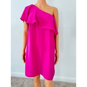 Carolina Belle Montreal Hot Pink One Shoulder Ruffle Cocktail Dress MD7427-535 4